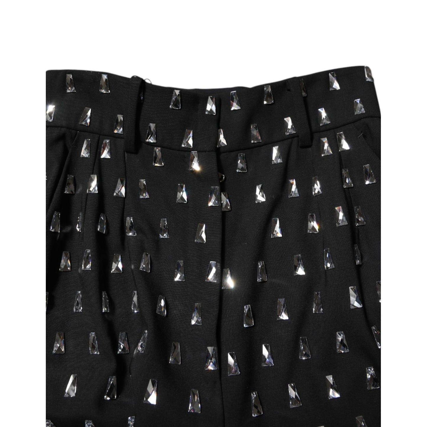 Dolce & Gabbana Black Crystal Embellished Wide Leg Pants Dolce & Gabbana