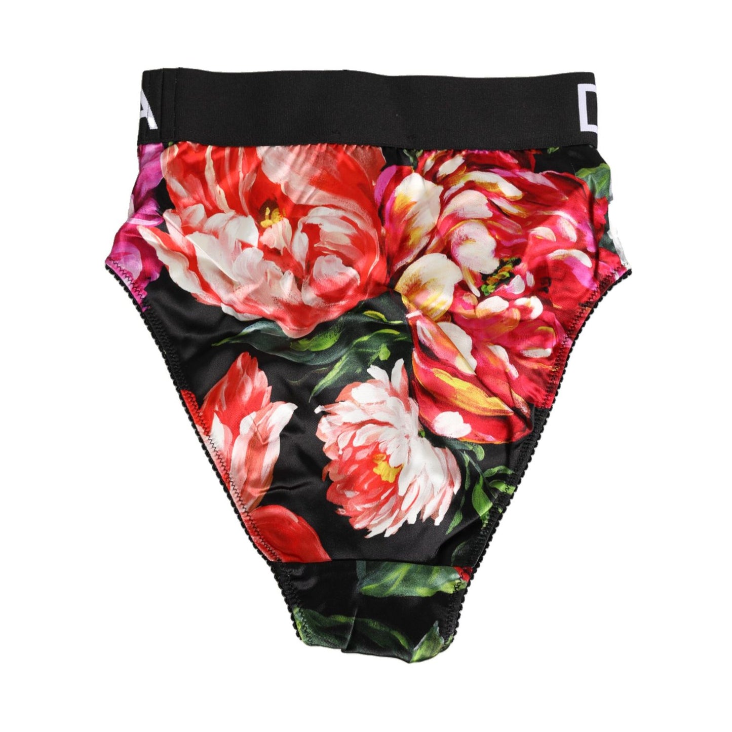 Dolce & Gabbana Black Floral Print High Waist Panty Underwear Dolce & Gabbana