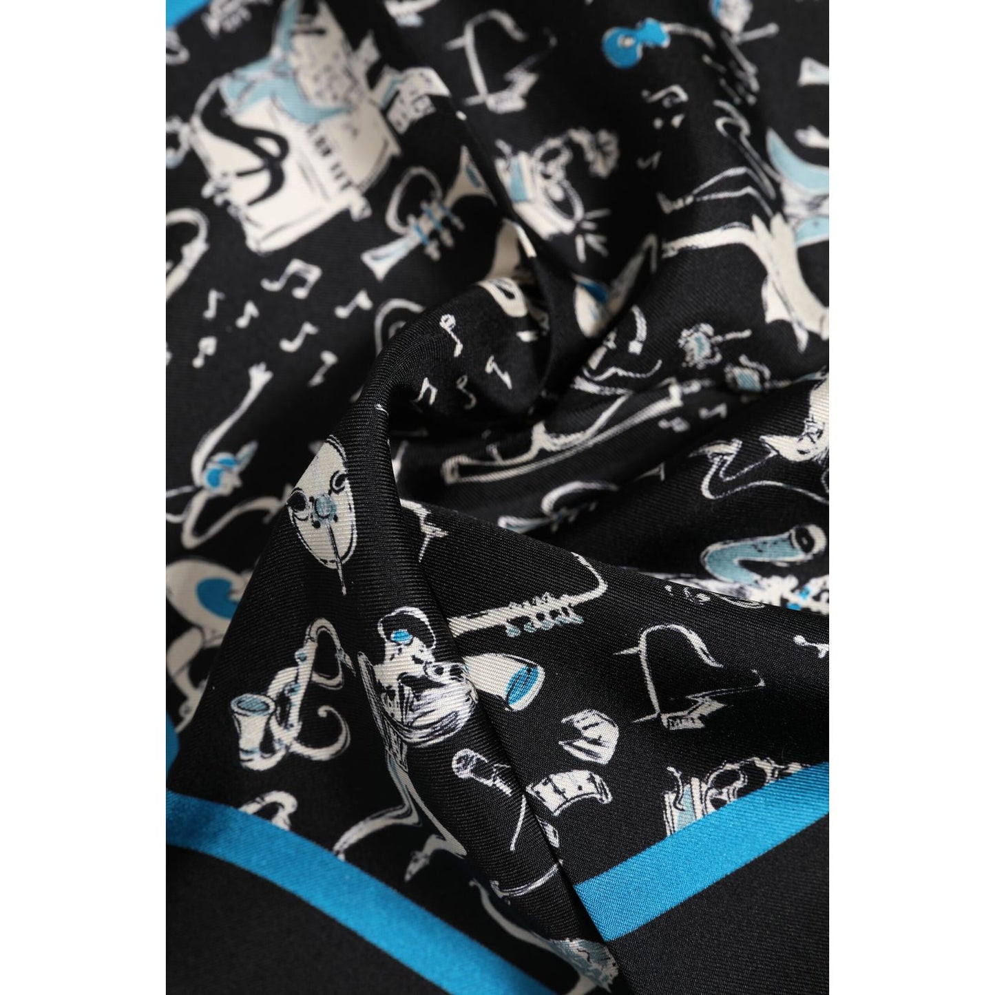 Dolce & Gabbana Black Jazz Club Silk Square Men Foulard Scarf Dolce & Gabbana