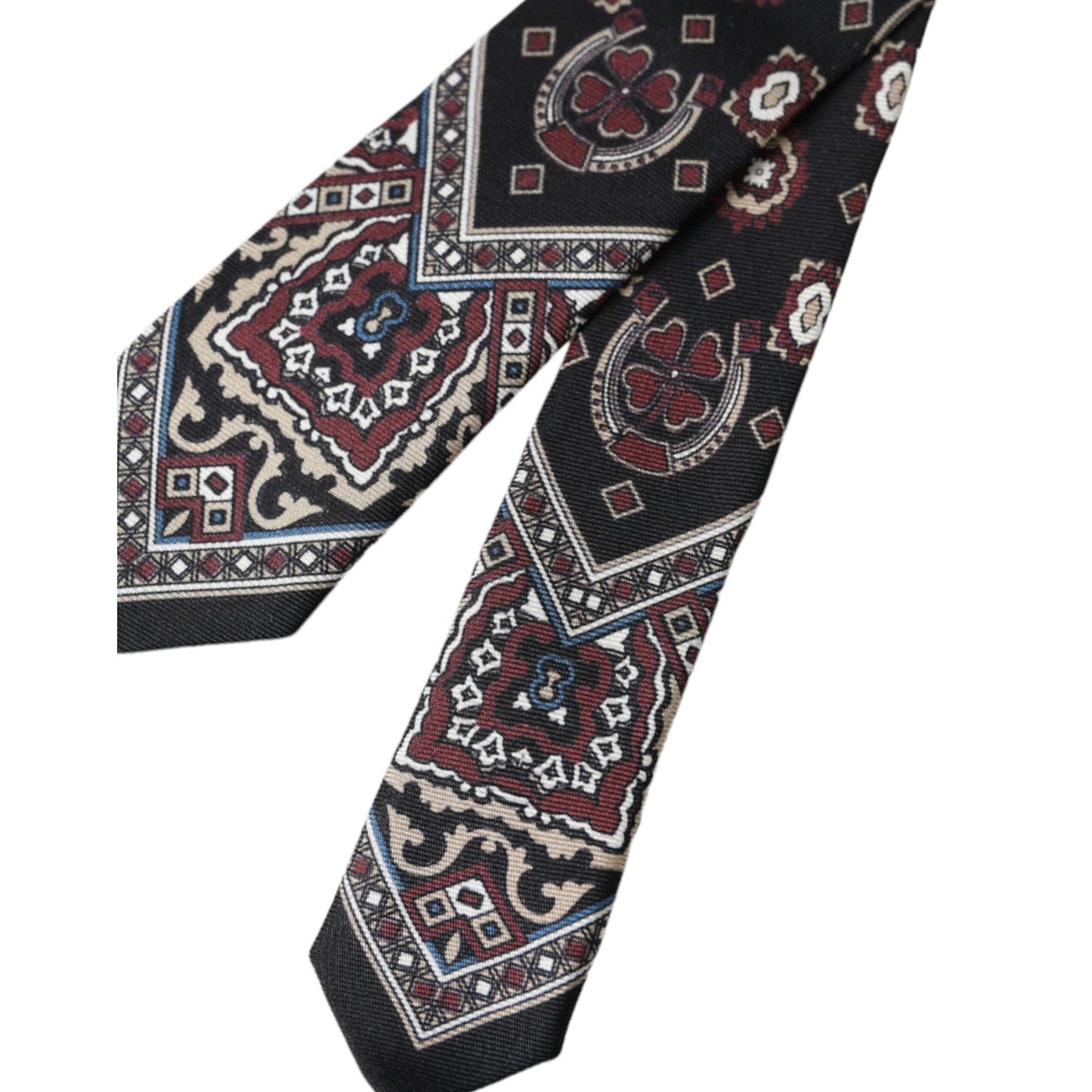 Dolce & Gabbana Black Printed 100% Silk Adjustable Men Tie Dolce & Gabbana