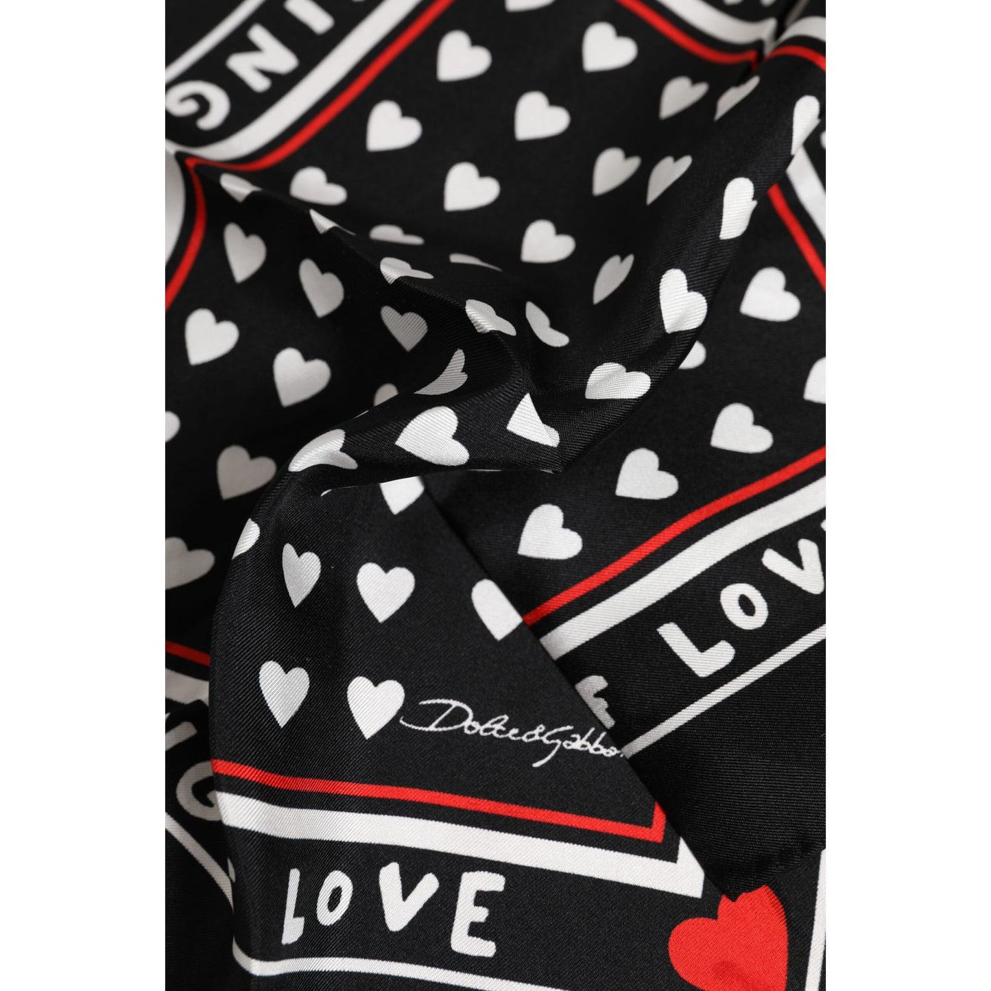 Dolce & Gabbana Black Printed Silk Square Men Foulard Scarf Dolce & Gabbana