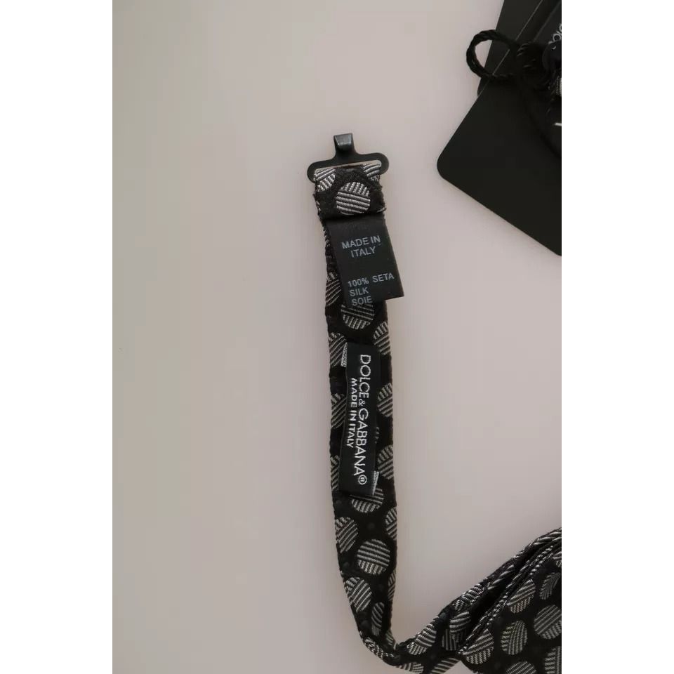 Dolce & Gabbana Black Silk Circles Men Necktie Bow Tie Dolce & Gabbana