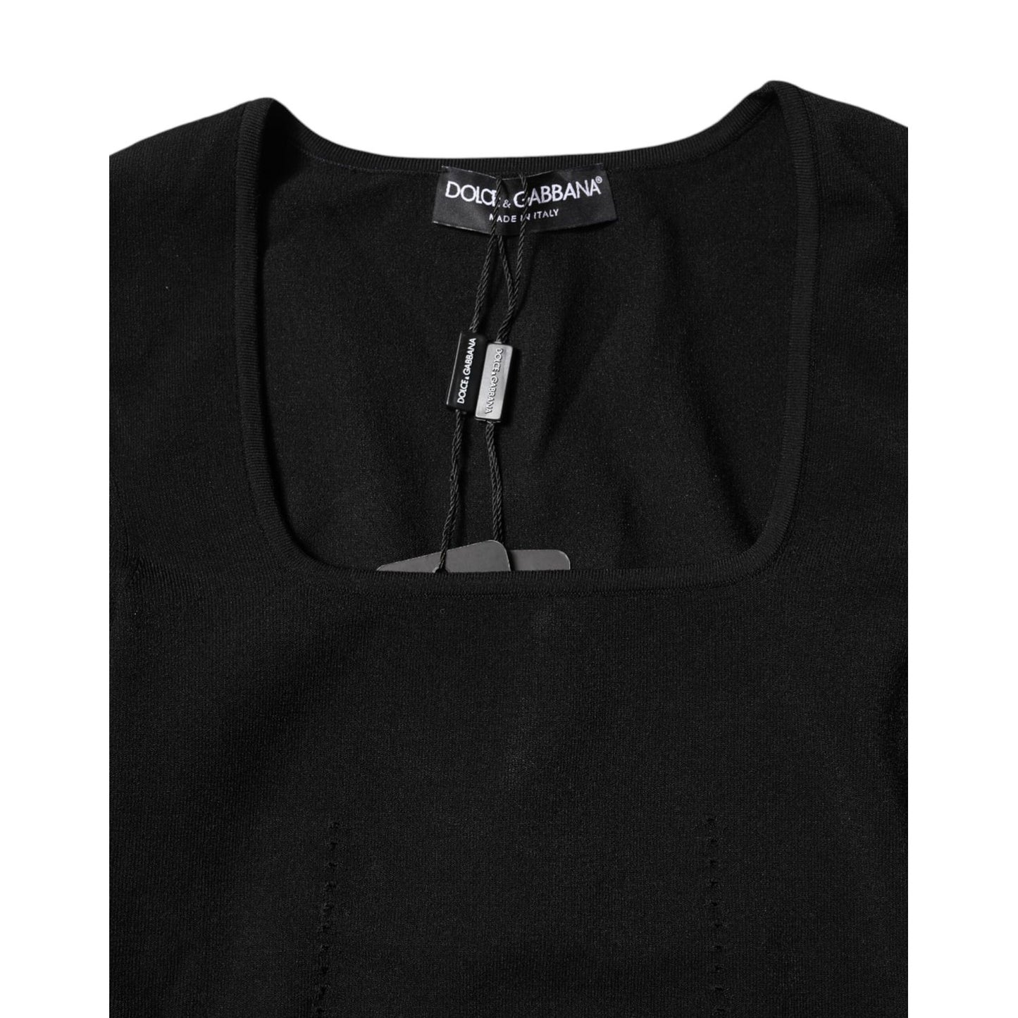 Dolce & Gabbana Black Square Neck Long Sleeves Pullover Top Dolce & Gabbana