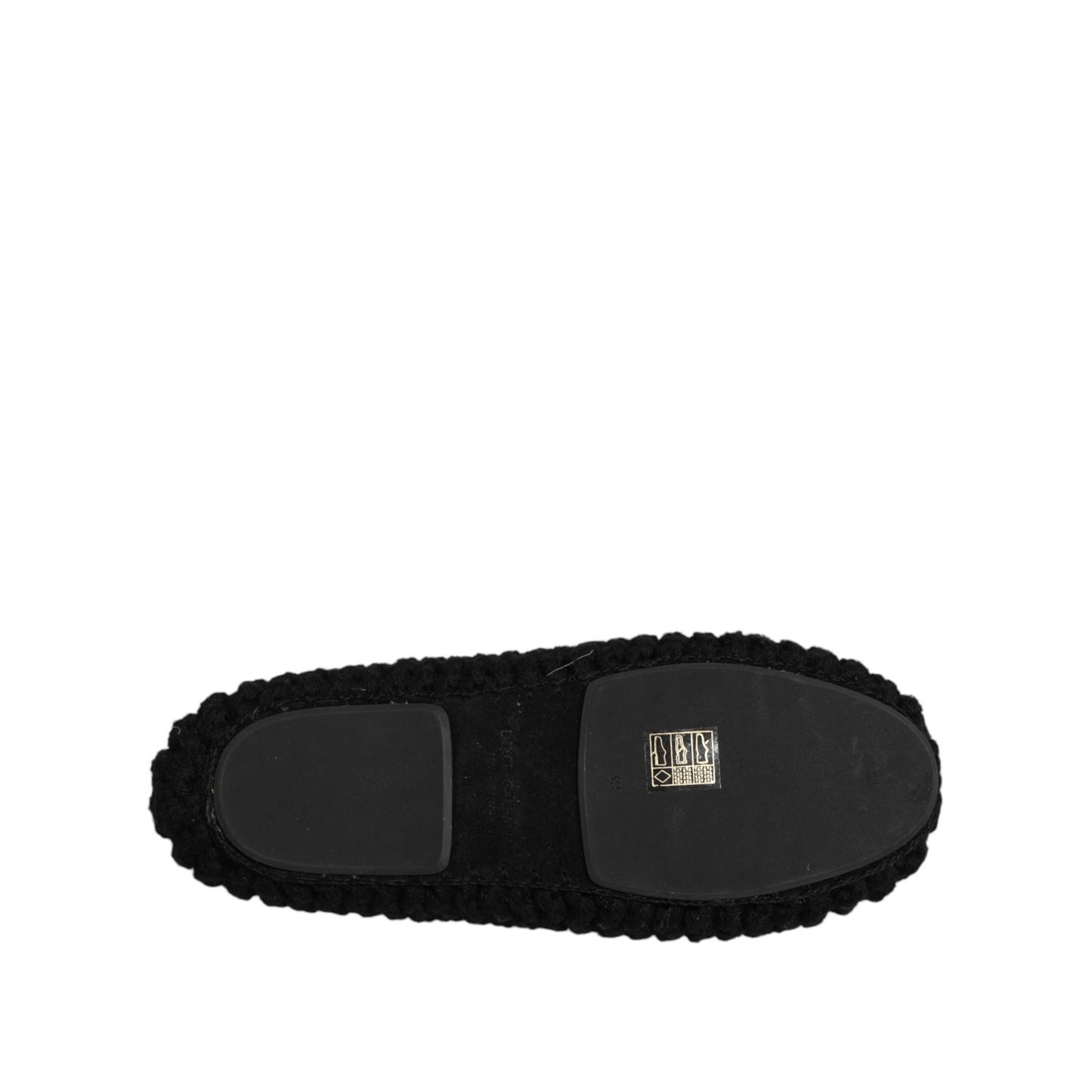 Dolce & Gabbana Black Wool Slip On Flats Ballerina Shoes Dolce & Gabbana