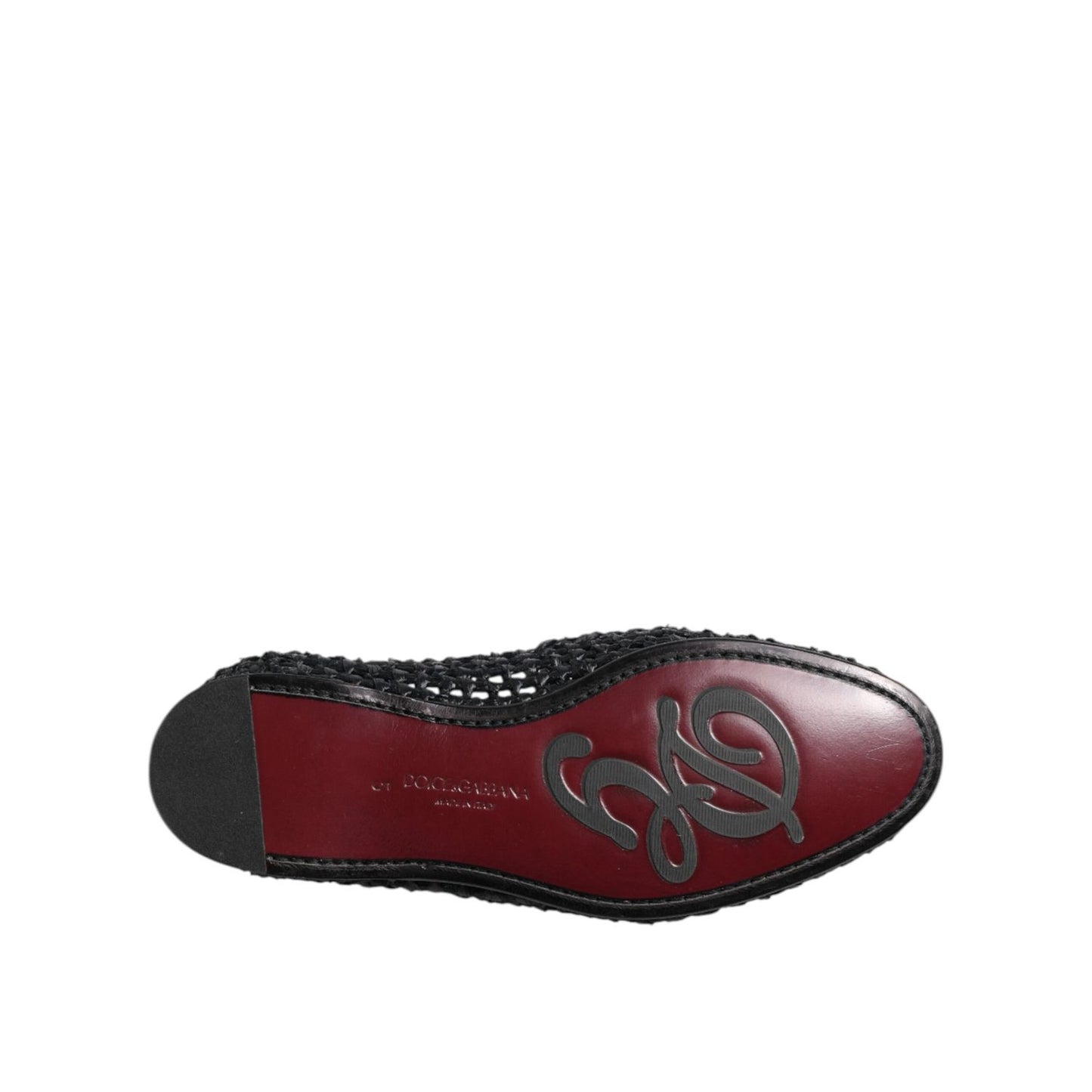 Dolce & Gabbana Black Woven Leather Slip On Loafers Men Shoes Dolce & Gabbana