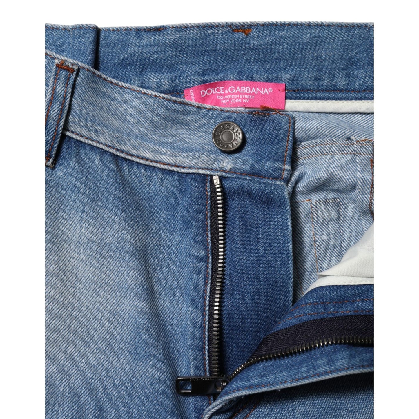 Dolce & Gabbana Blue Cotton High Waist Flared Denim Jeans Dolce & Gabbana