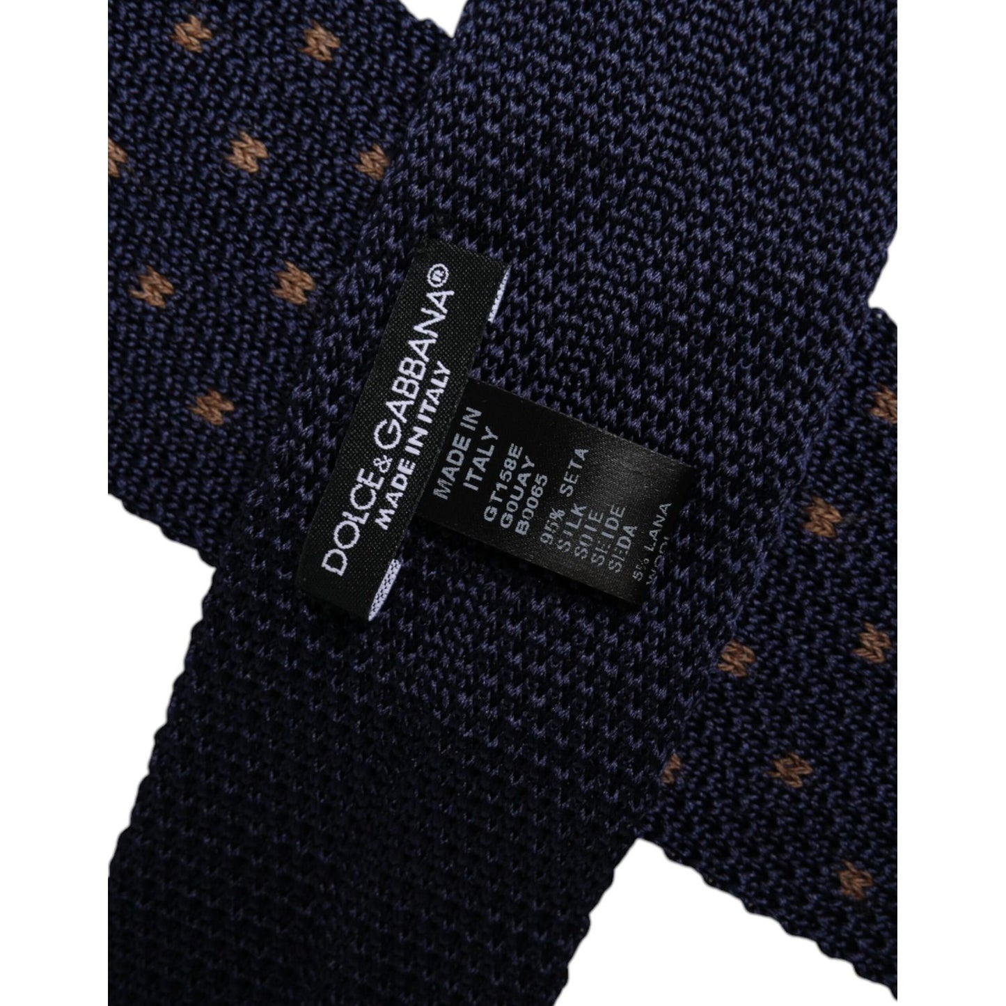 Dolce & Gabbana Blue Polka Dot Silk Adjustable Necktie Tie Dolce & Gabbana