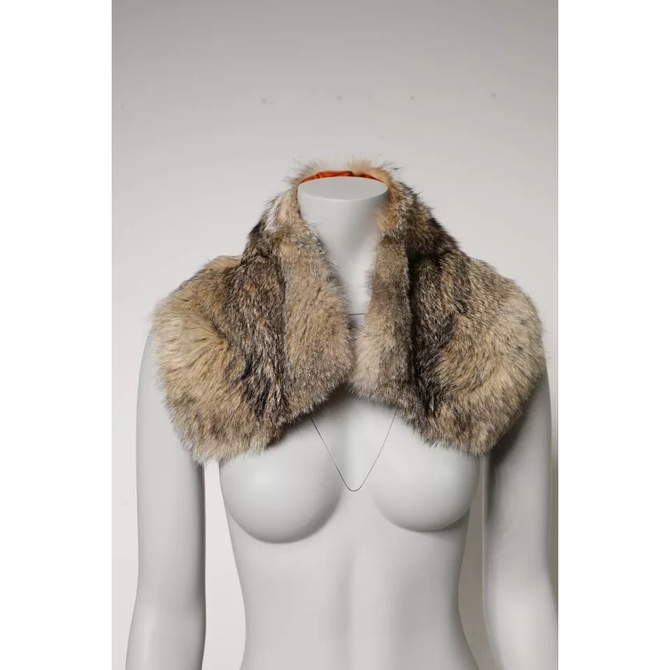 Dolce & Gabbana Brown Fur Shoulder Collar Neck Wrap Scarf Dolce & Gabbana