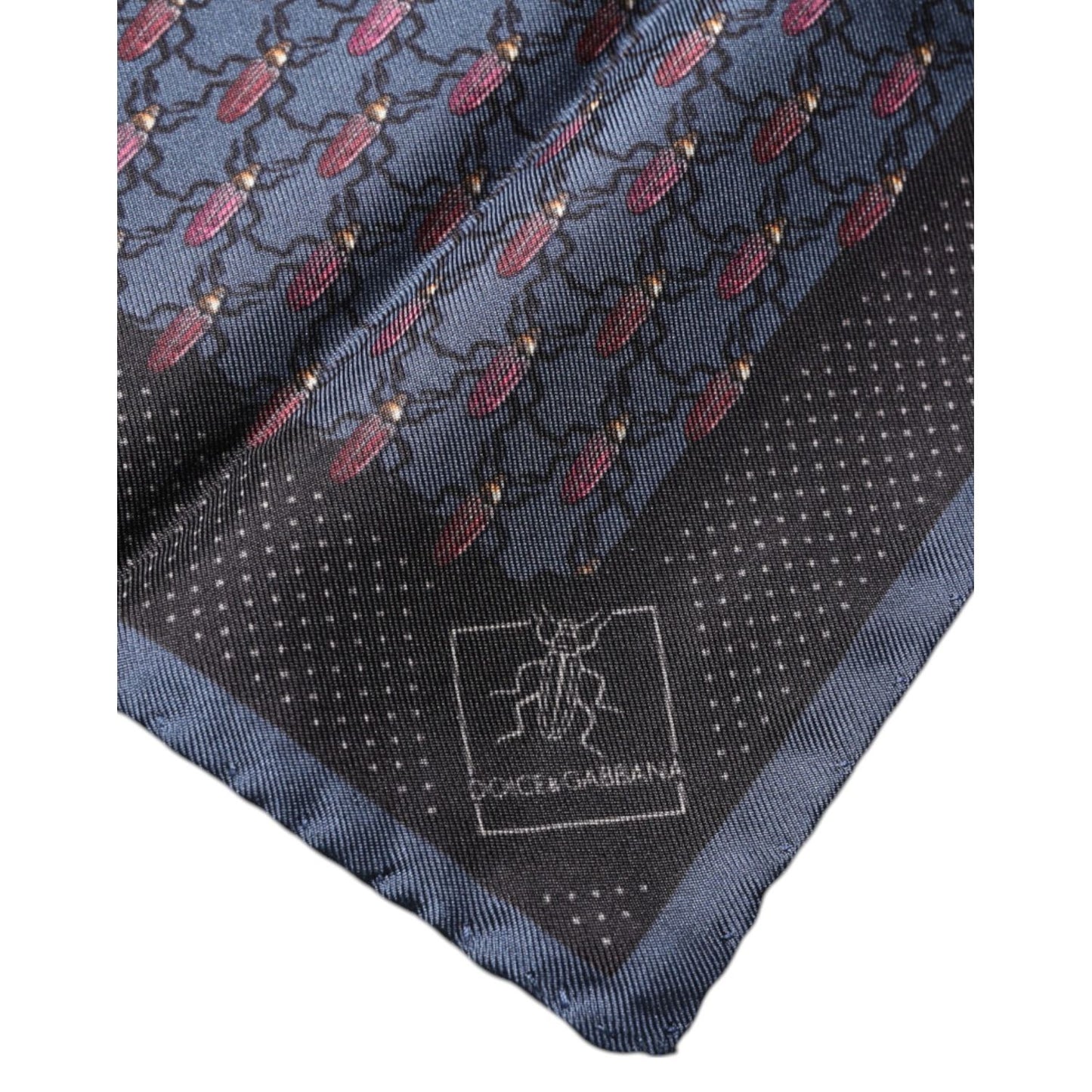Dolce & Gabbana Dark Blue Beetle Square Handkerchief Scarf Dolce & Gabbana