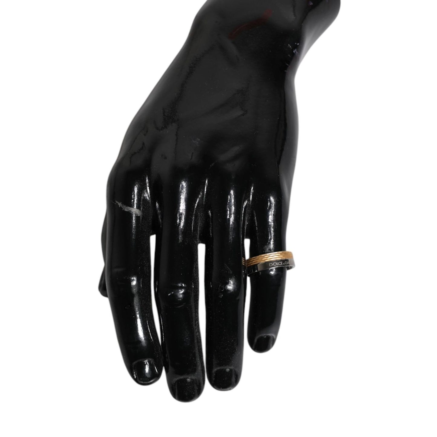 Dolce & Gabbana Gold Silver Tone Real Brass DG Logo Ring Dolce & Gabbana