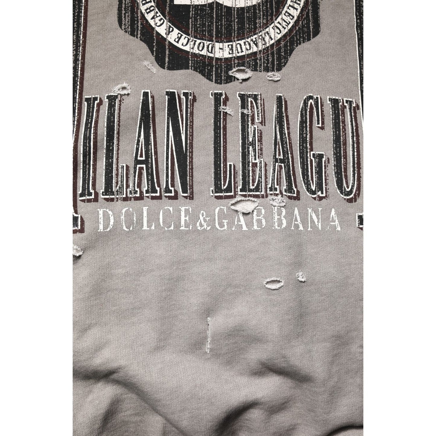 Dolce & Gabbana Gray Logo Print Crew Neck Pullover Sweater Dolce & Gabbana