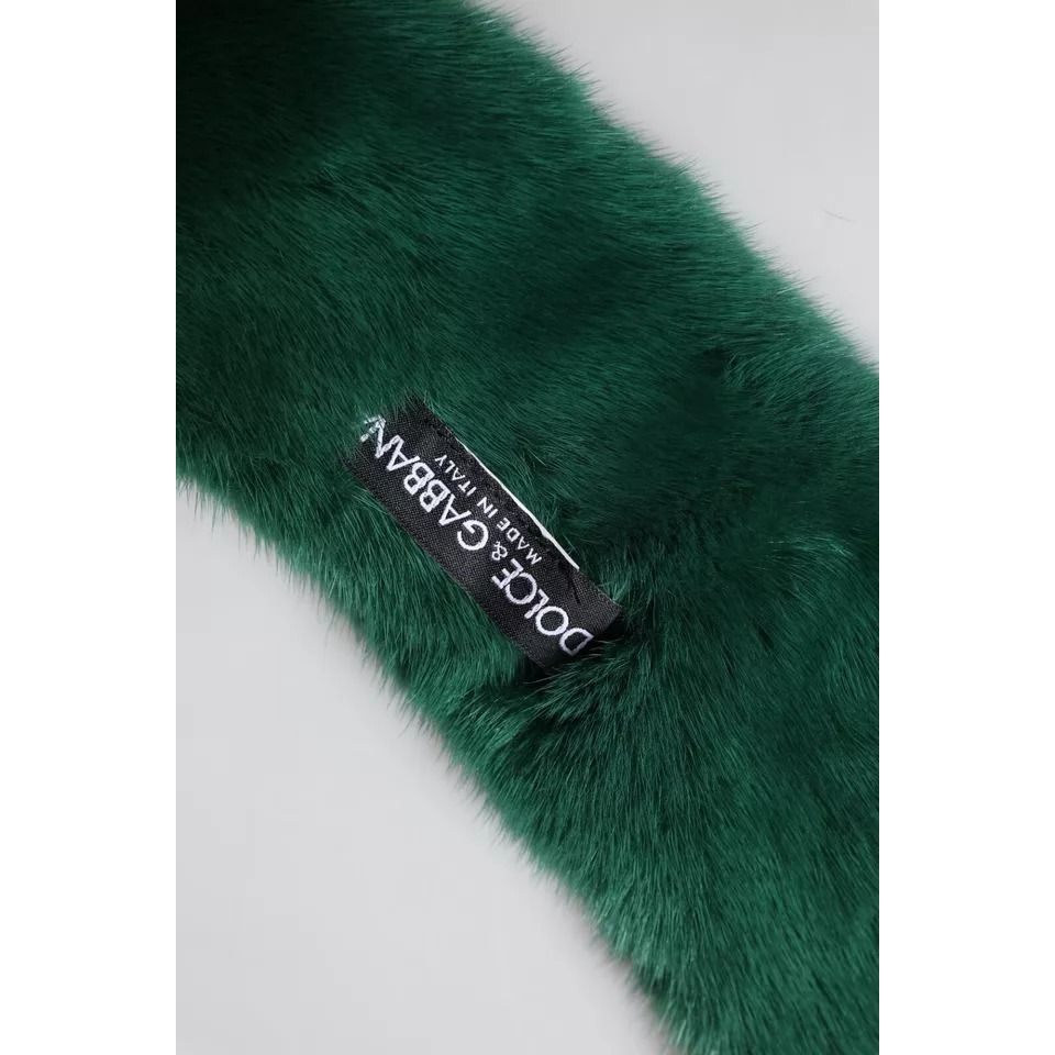 Dolce & Gabbana Green Mink Fur Collar Women Neck Wrap Scarf Dolce & Gabbana