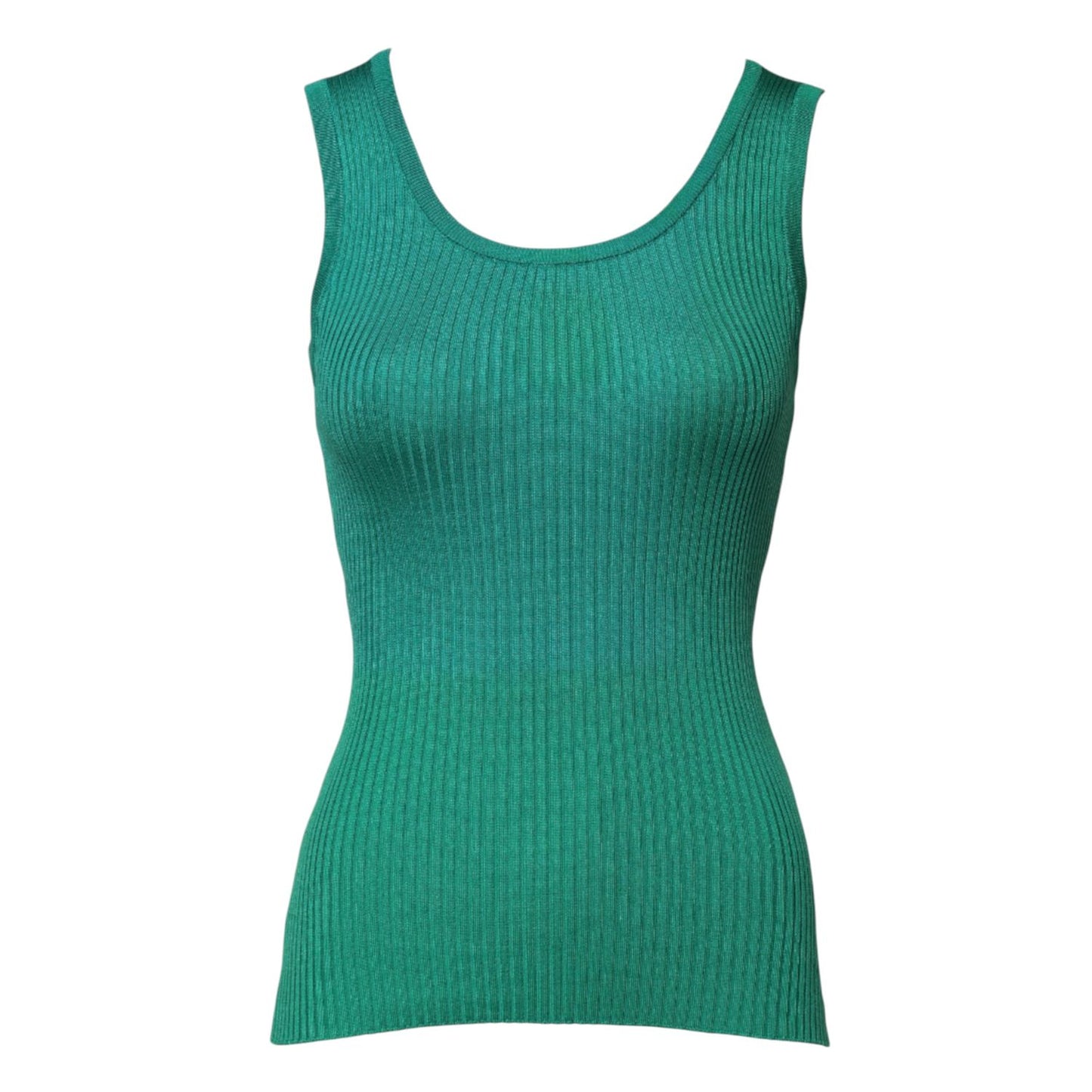 Dolce & Gabbana Green Silk Sleeveless Round Neck Tank Top Dolce & Gabbana