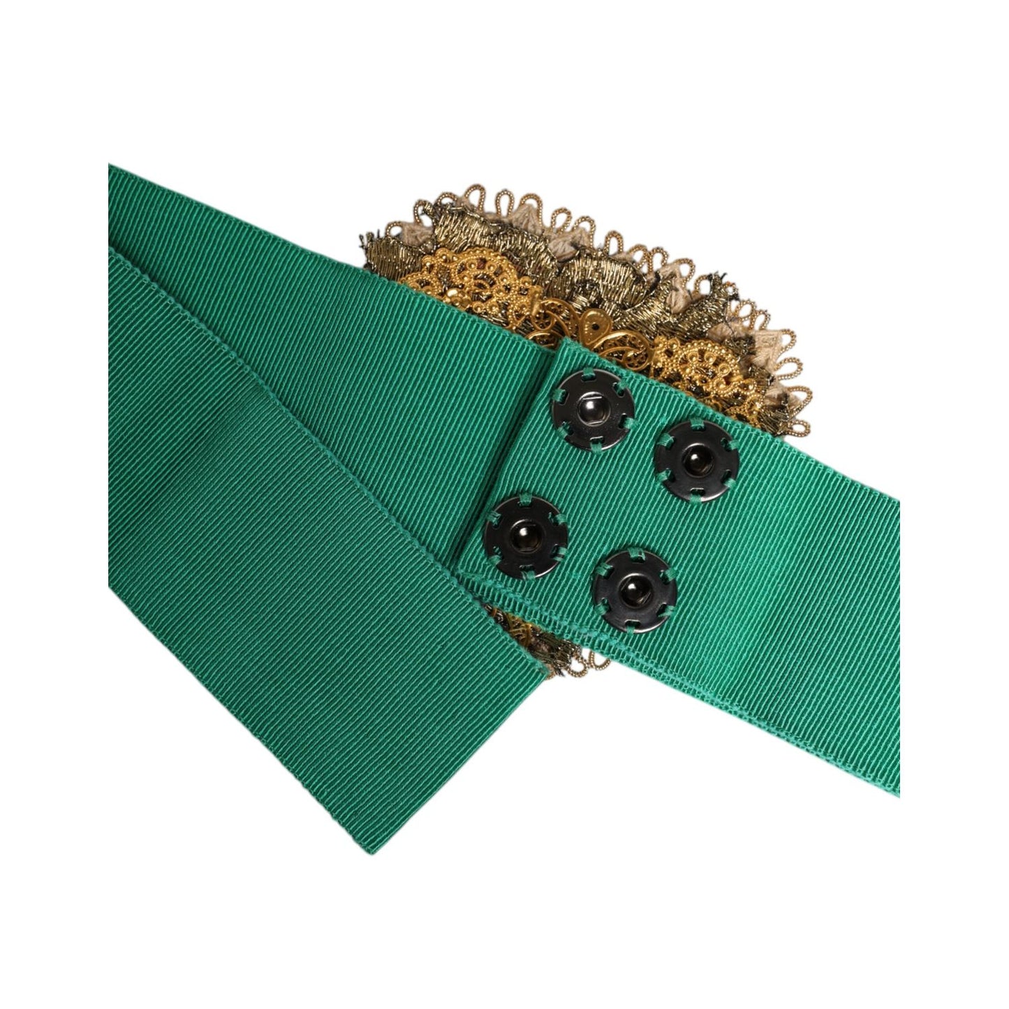 Dolce & Gabbana Green Stretch Wide Waist Heart Embellished Belt Dolce & Gabbana
