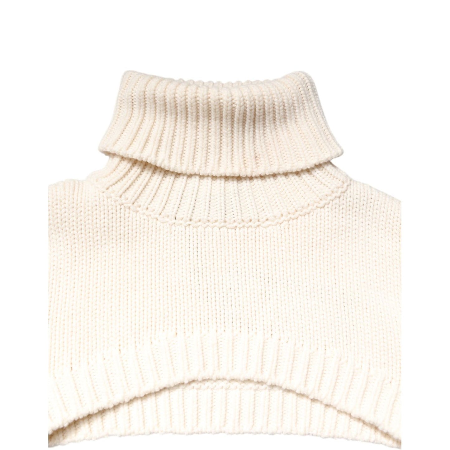 Dolce & Gabbana Ivory Cashmere Turtleneck Cropped Top Sweater Dolce & Gabbana