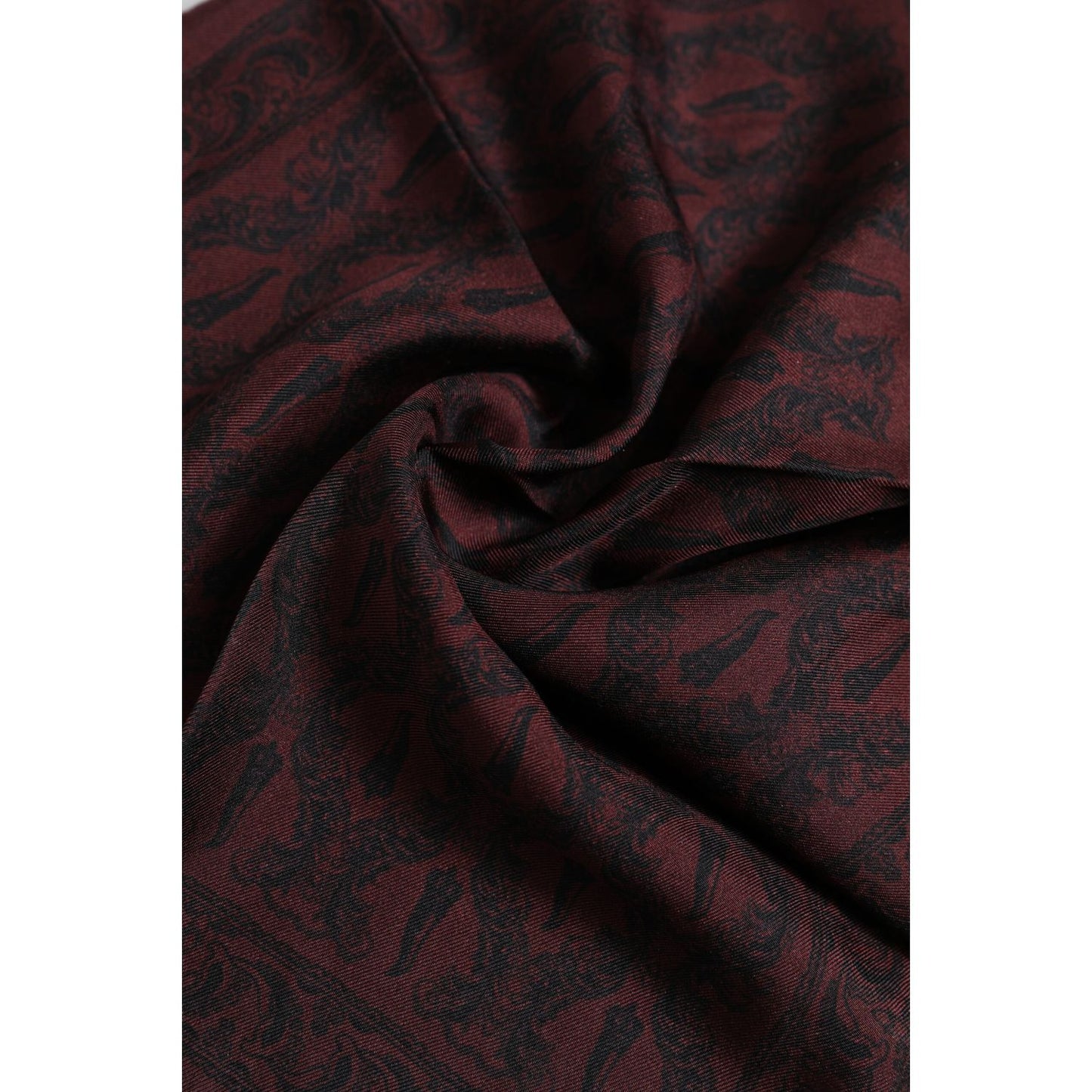 Dolce & Gabbana Maroon Black Printed Square Men Foulard Scarf Dolce & Gabbana