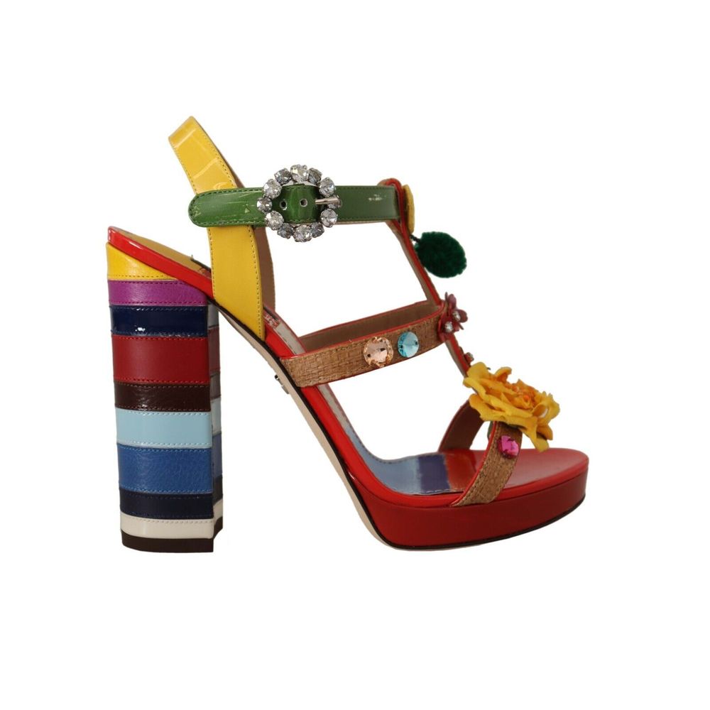 Dolce & Gabbana Multicolor Cotton Platform Sandals Dolce & Gabbana