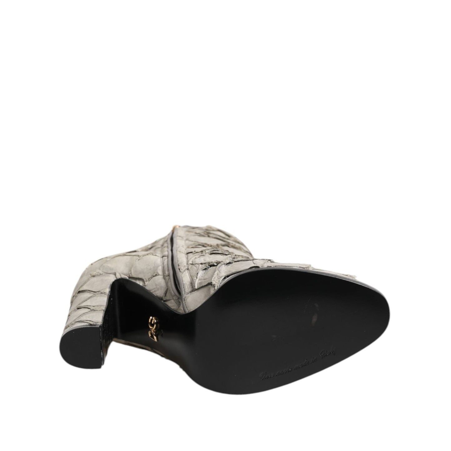 Dolce & Gabbana Off White Leather Heels Ankle Boots Shoes Dolce & Gabbana