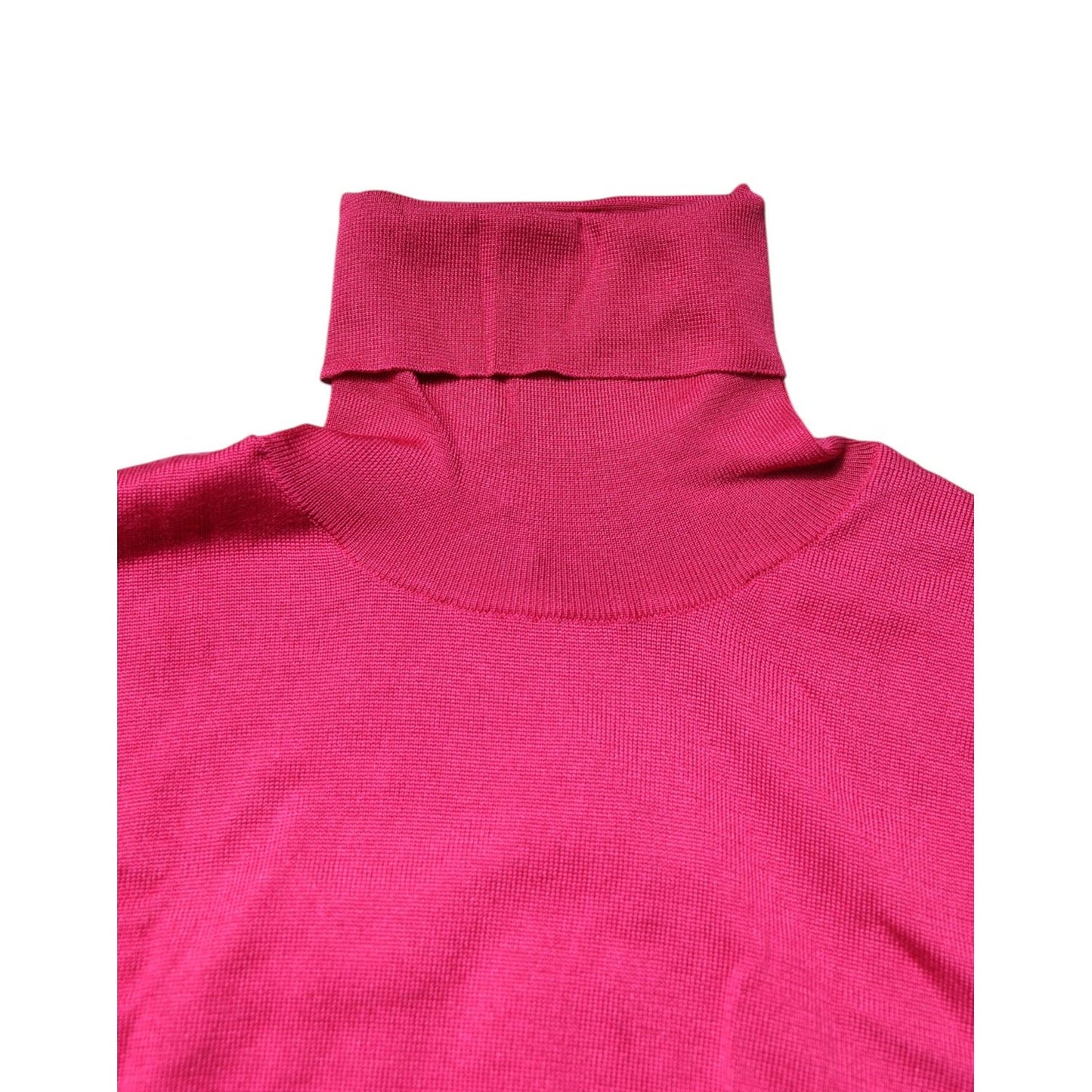 Dolce & Gabbana Pink Silk Knitted Turtleneck Cropped Top Dolce & Gabbana