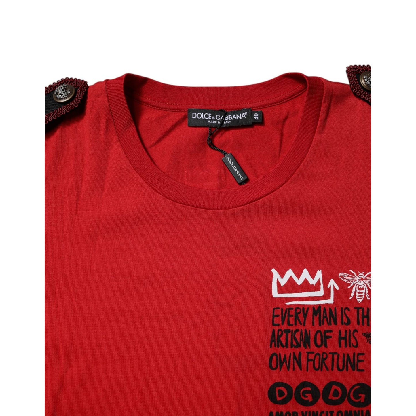 Dolce & Gabbana Red Cotton Graphic Print Crew Neck T-shirt Dolce & Gabbana