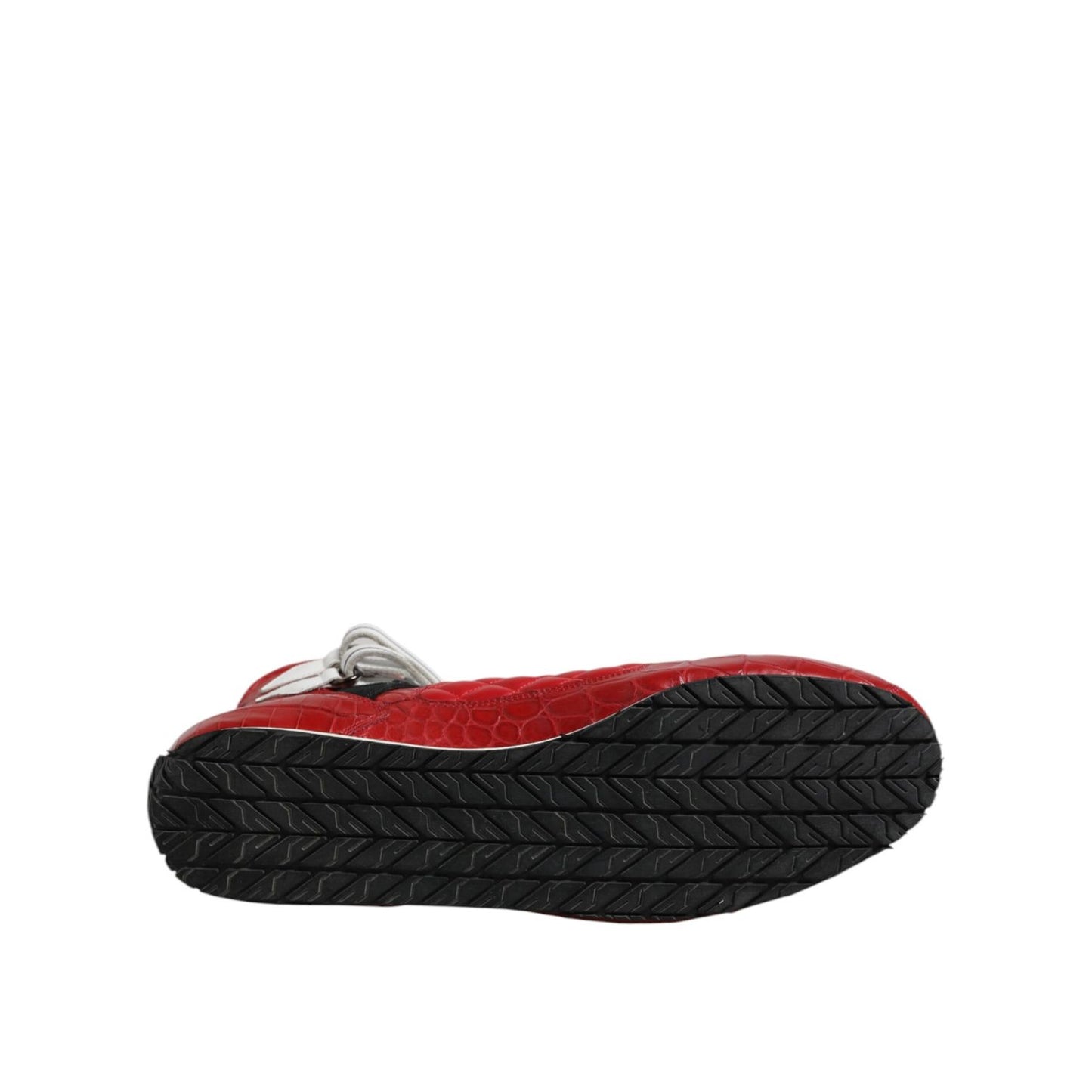 Dolce & Gabbana Red Quilted Leather Lace Up Sneakers Shoes Dolce & Gabbana