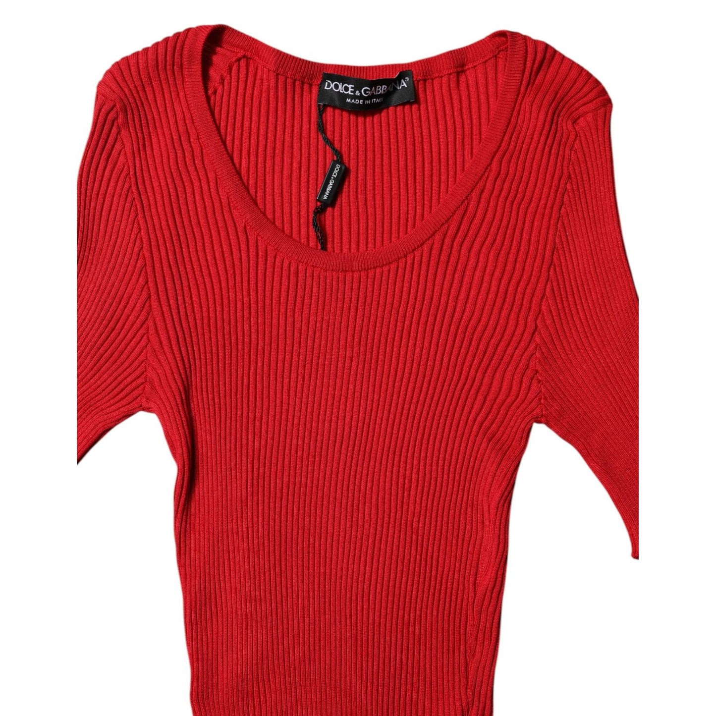 Dolce & Gabbana Red Round Neck Short Sleeves Pullover Top Dolce & Gabbana