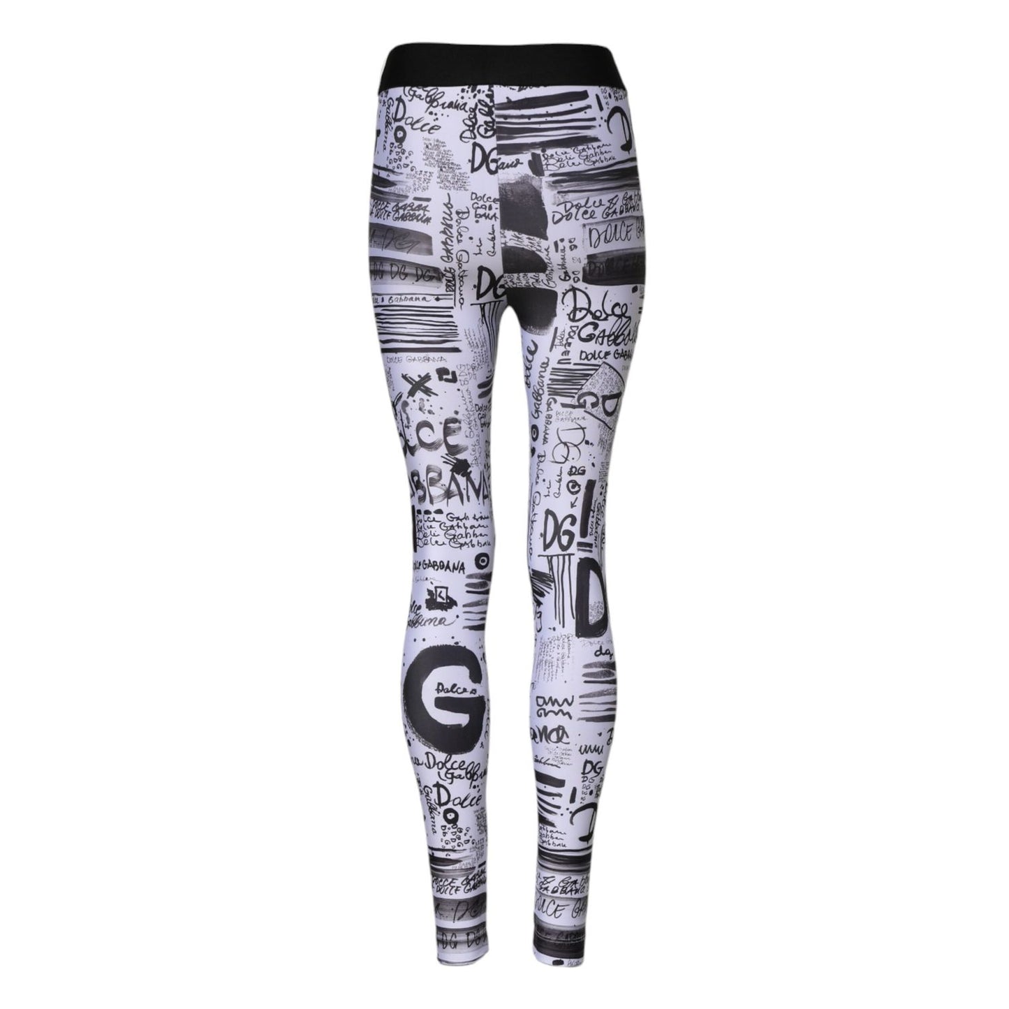Dolce & Gabbana White Graphic HighWaist Skinny Leggings Pants Dolce & Gabbana