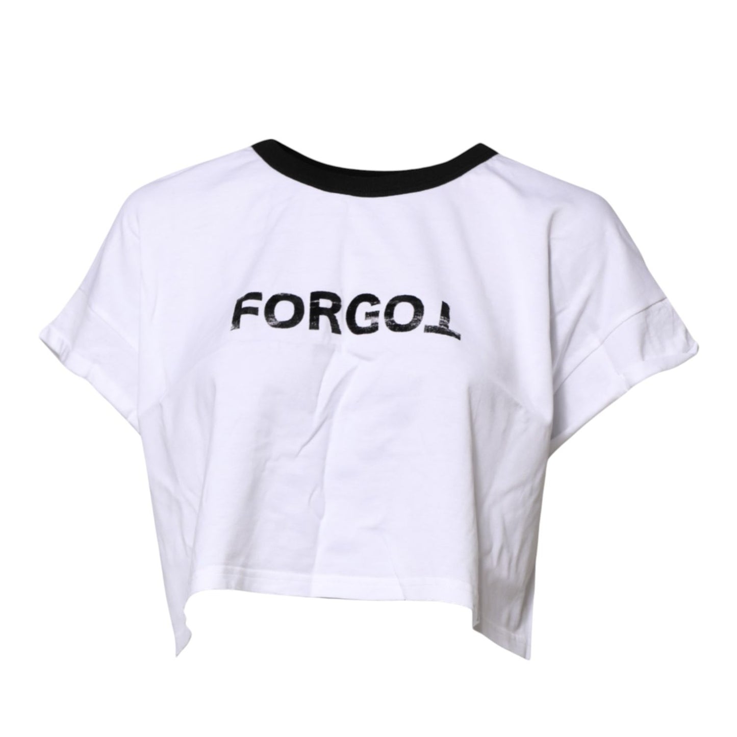 Dolce & Gabbana White Graphic Print Crew Neck Cropped T-shirt Dolce & Gabbana