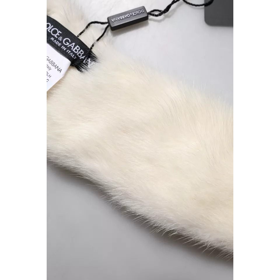 Dolce & Gabbana White Mink Fur Collar Women Neck Wrap Scarf Dolce & Gabbana