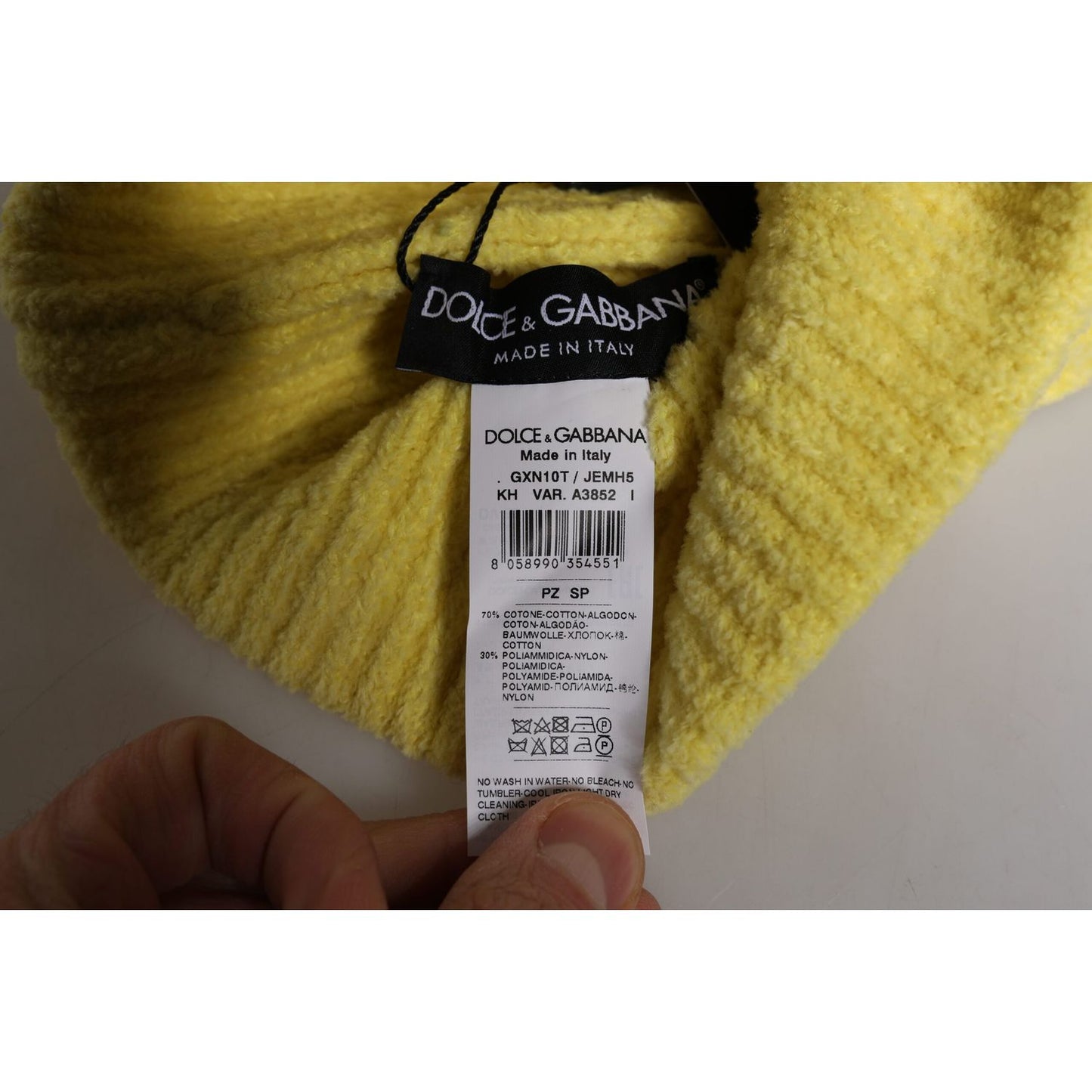 Dolce & Gabbana Yellow Cotton Knitted Winter Beanie Hat Dolce & Gabbana