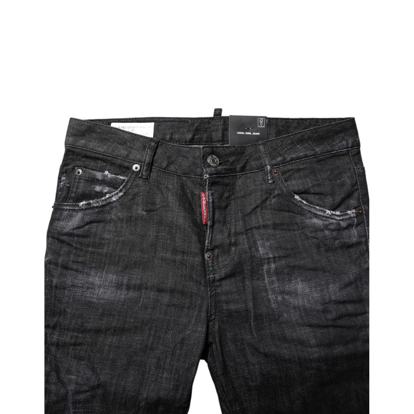 Dsquared² Black Washed Cotton Mid Waist Skinny Jeans Dsquared²