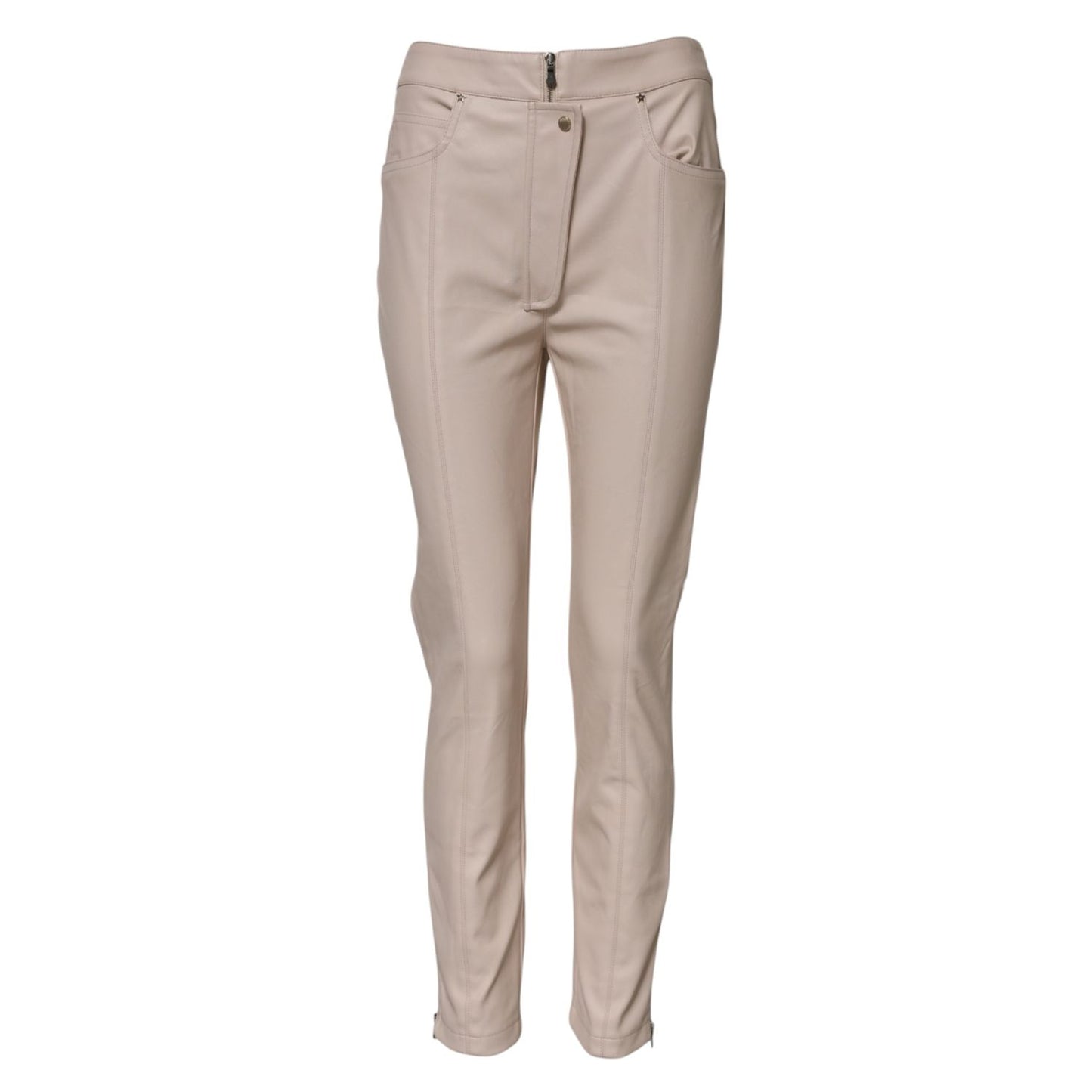 Elisabetta Franchi Beige High Waist Tapered Pants Elisabetta Franchi