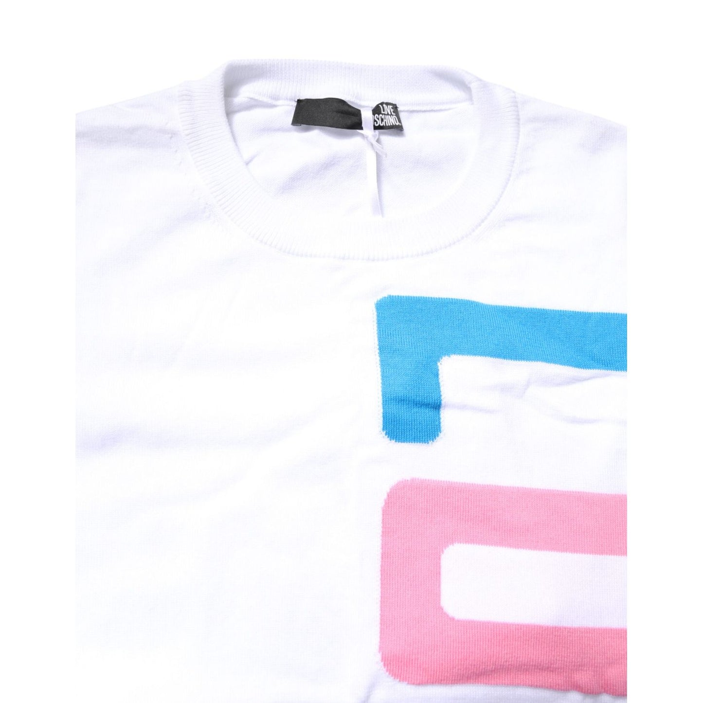 Love Moschino White Graphic Print Cotton Long Sleeves T-shirt Love Moschino