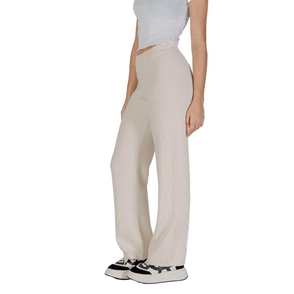 Vero Moda Cream Viscose Casual Pants Vero Moda