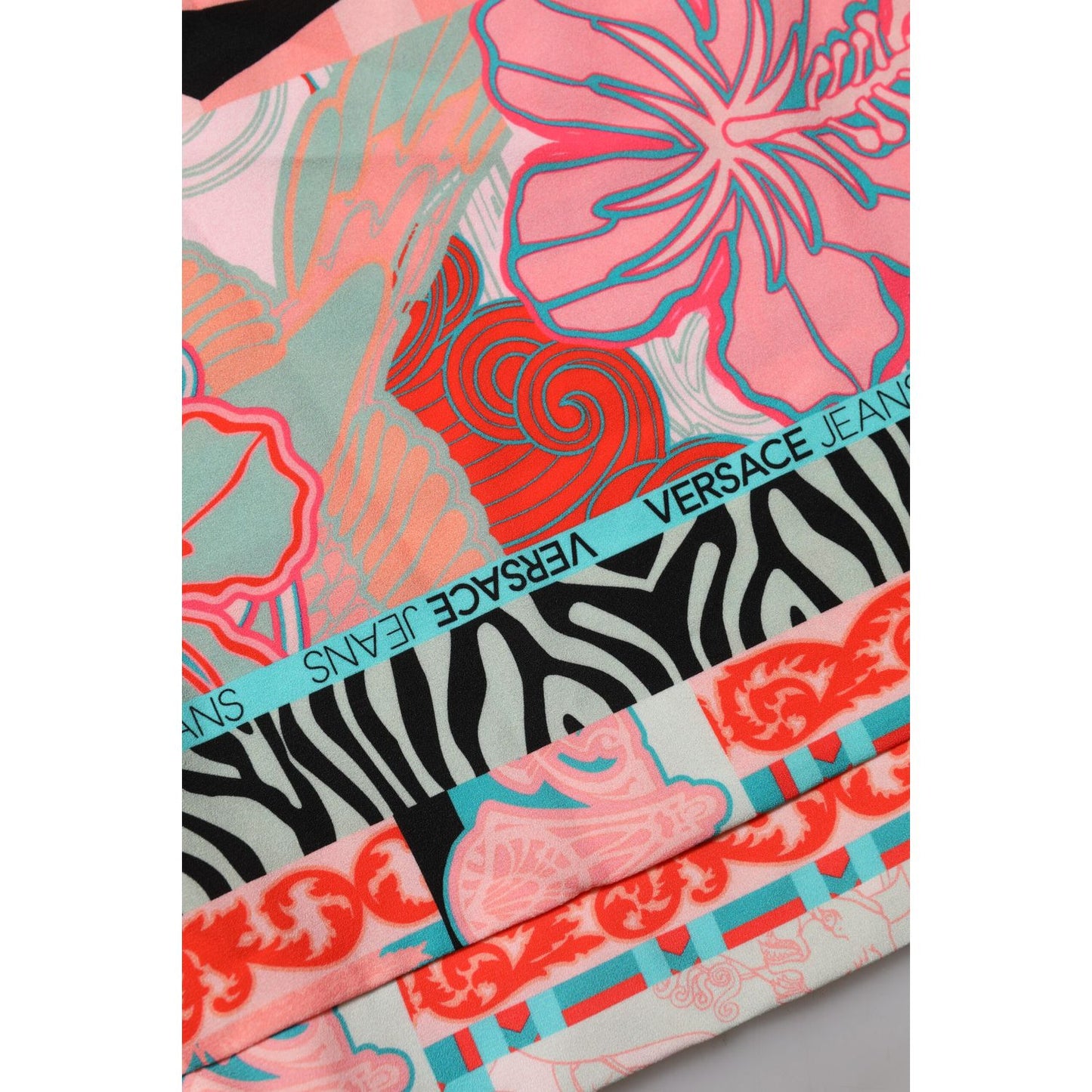 Versace Jeans Multicolor Print Short Sleeves Women Blouse Top Versace Jeans