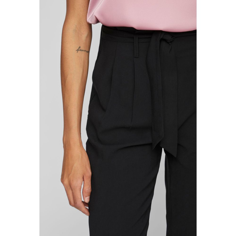 Vila Clothes Black Viscose Cropped Pants Vila Clothes