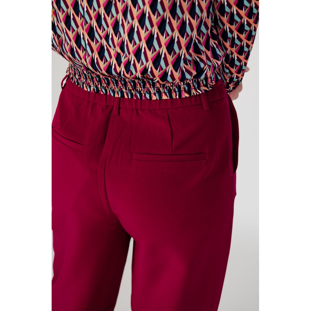 Vila Clothes Bordeaux Polyester Casual Pants Vila Clothes