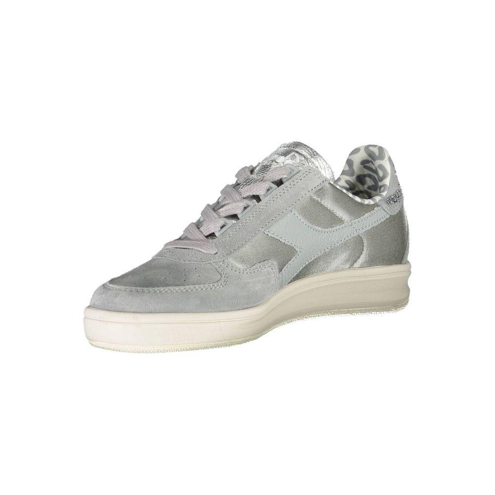 Diadora | Sparkling Gray Lace-Up Sneakers with Swarovski Crystals| McRichard Designer Brands   