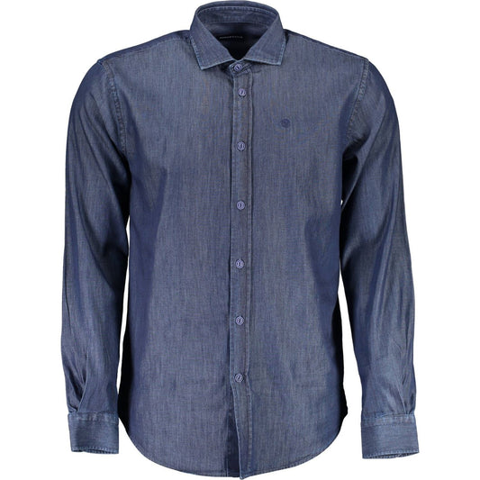 Elegant Blue Cotton Long-Sleeve Shirt