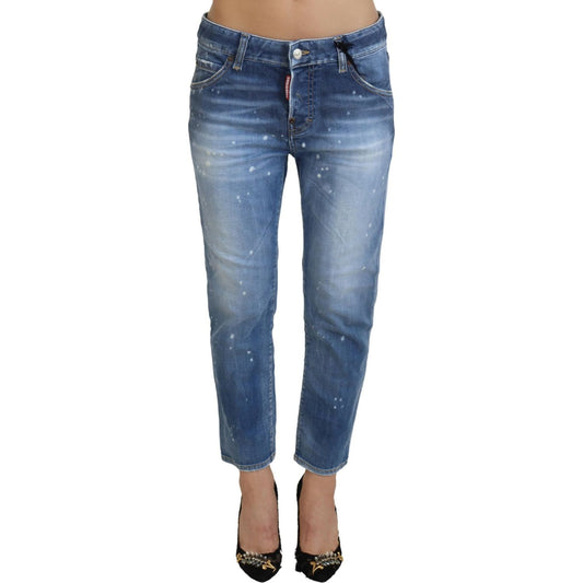 Dsquared² Chic Cropped Blue Denim - Elevate Your Casual Look blue-cotton-low-waist-cropped-denim-cool-girl-jeans IMG_0492-scaled-315b3a57-47b.jpg
