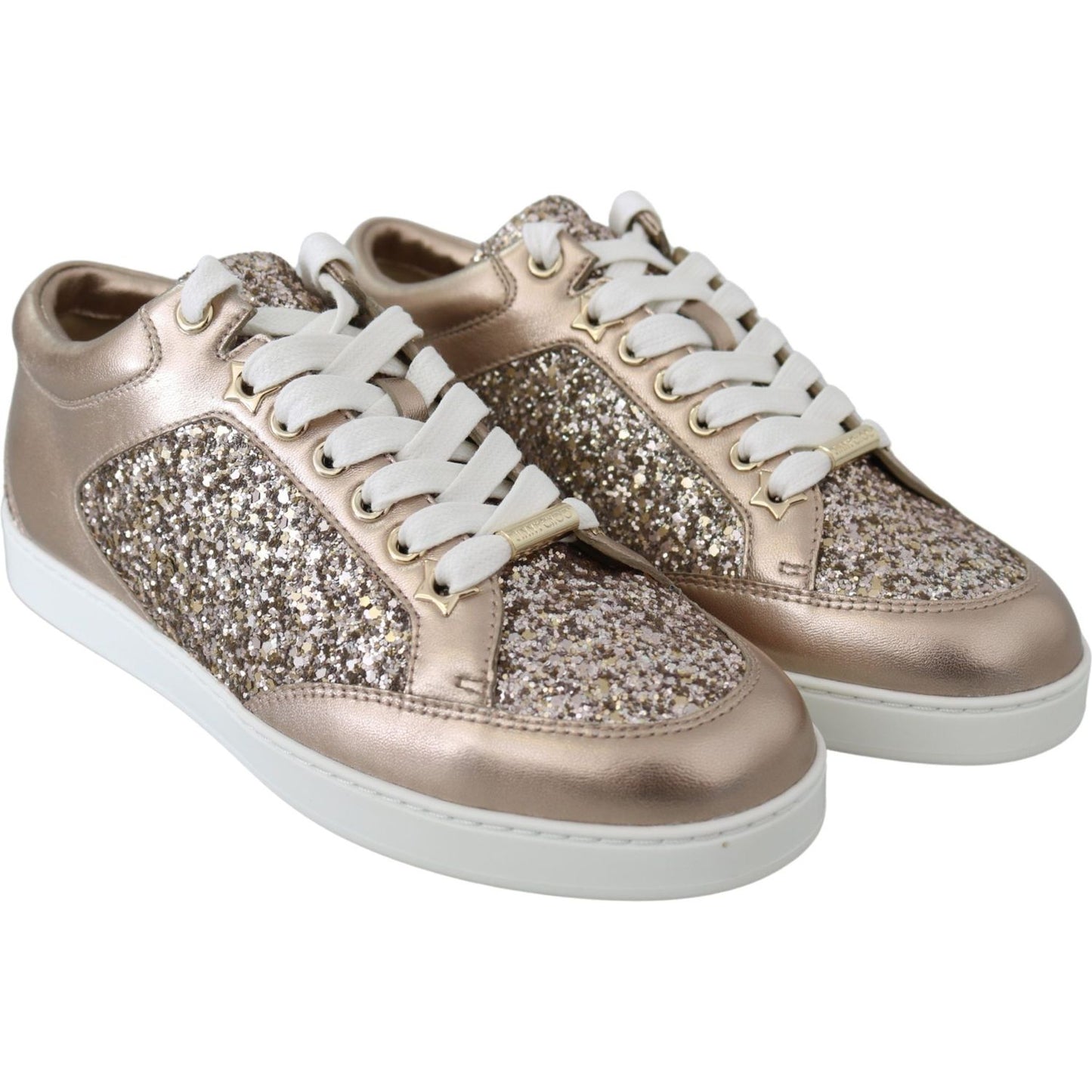 Jimmy Choo Ballet Pink Glitter Leather Sneakers miami-ballet-pink-leather-sneakers-1