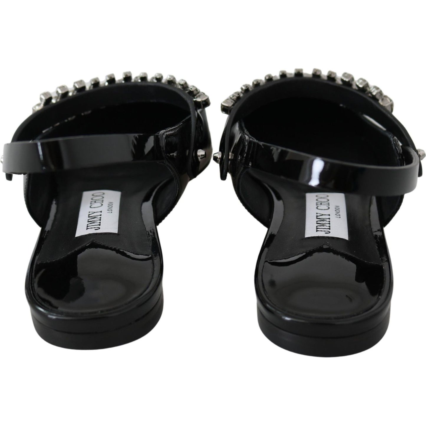 Jimmy Choo Elegant Black Patent Flats with Crystal Accent mahdis-flat-black-patent-flat-shoes