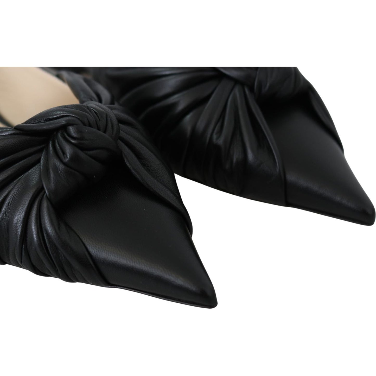 Jimmy Choo Elegant Pointed Toe Leather Flats Shoes annabell-black-leather-flat-shoes