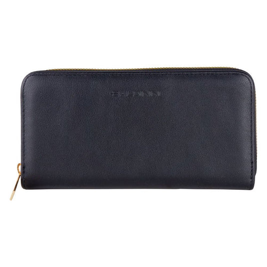 Baldinini Trend Chic Black Leather Zip Wallet black-leather-wallet-6