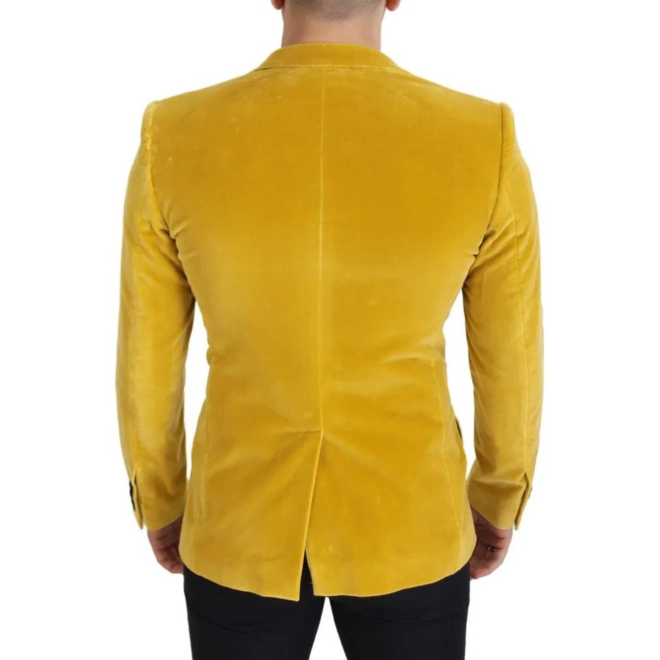Dolce & Gabbana Yellow Velvet Single Breasted Blazer SICILIA yellow-velvet-single-breasted-blazer-sicilia