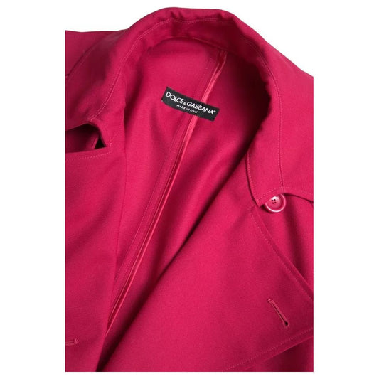 Dolce & Gabbana Dark Pink Double Breasted Trench Coat Jacket dark-pink-double-breasted-trench-coat-jacket