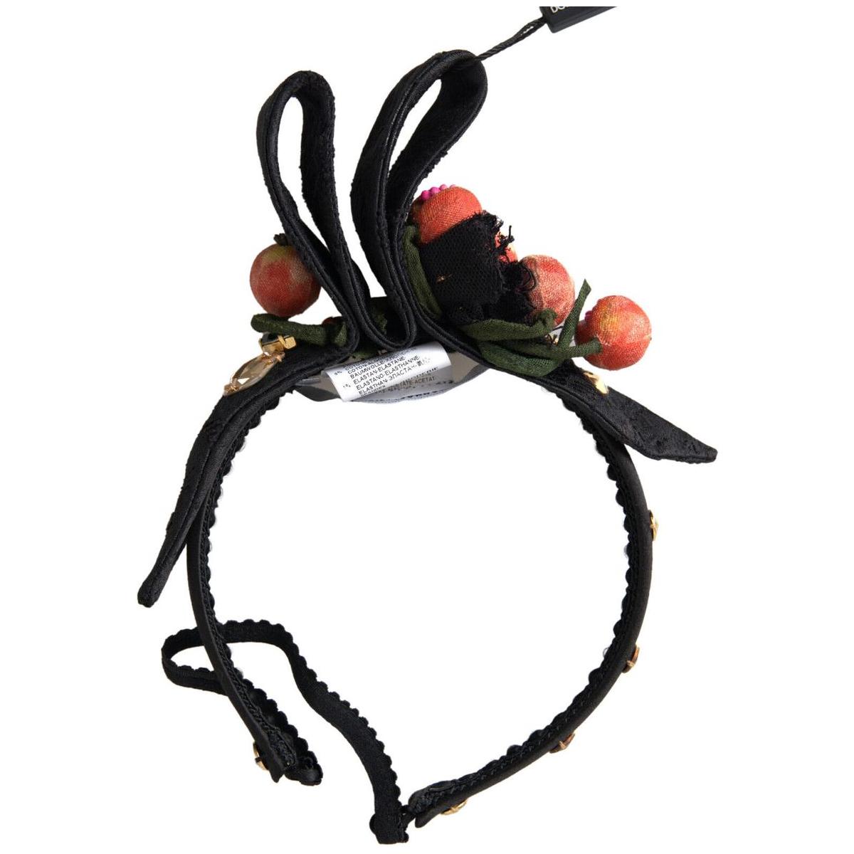 Dolce & Gabbana Exclusive Multicolor Crystal Diadem Headband black-with-multicolor-fig-fruit-crystal-tiara-diadem-headband