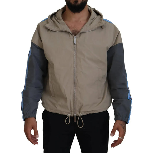 Dsquared²Brown Gray Sleeves Hooded Full Zip JacketMcRichard Designer Brands£739.00