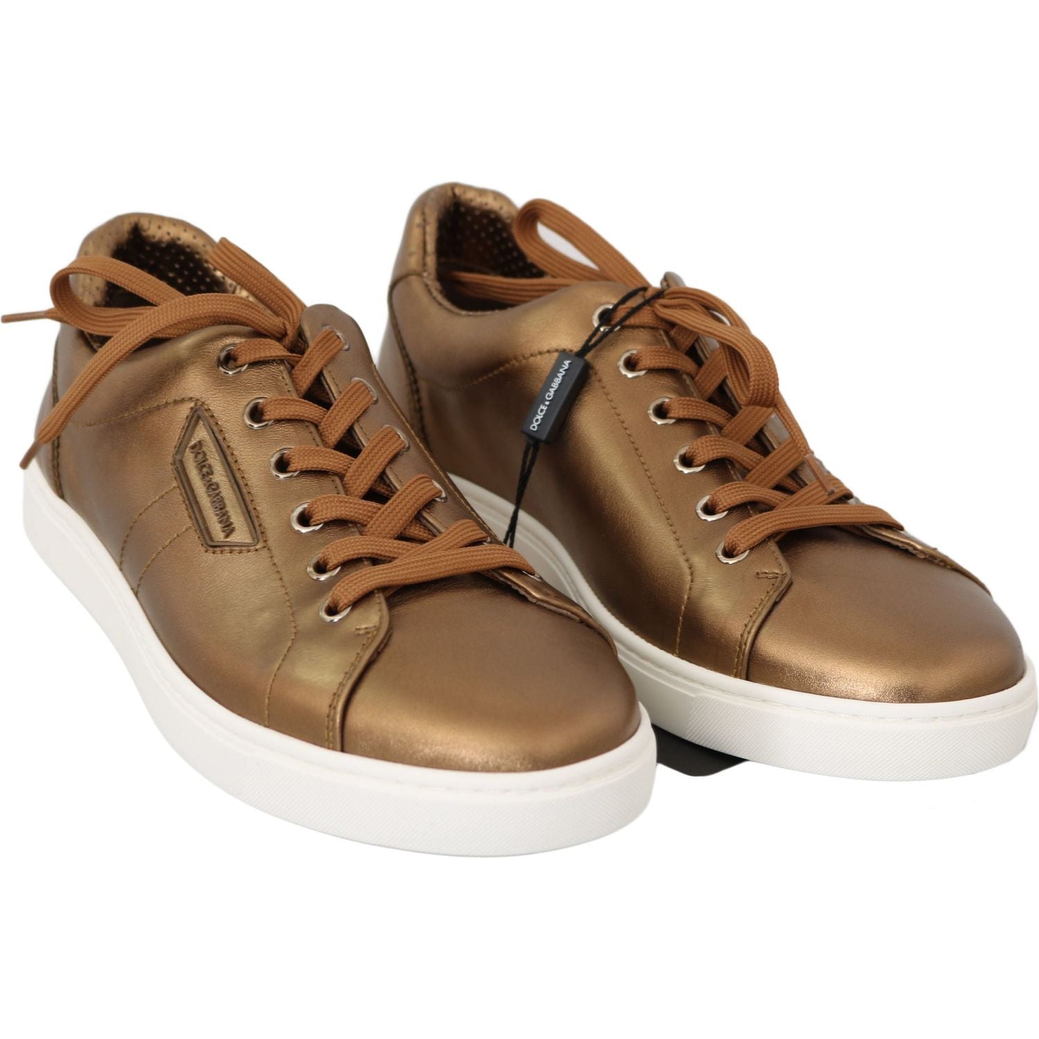 Dolce & Gabbana Gold Leather Mens Casual Sneakers