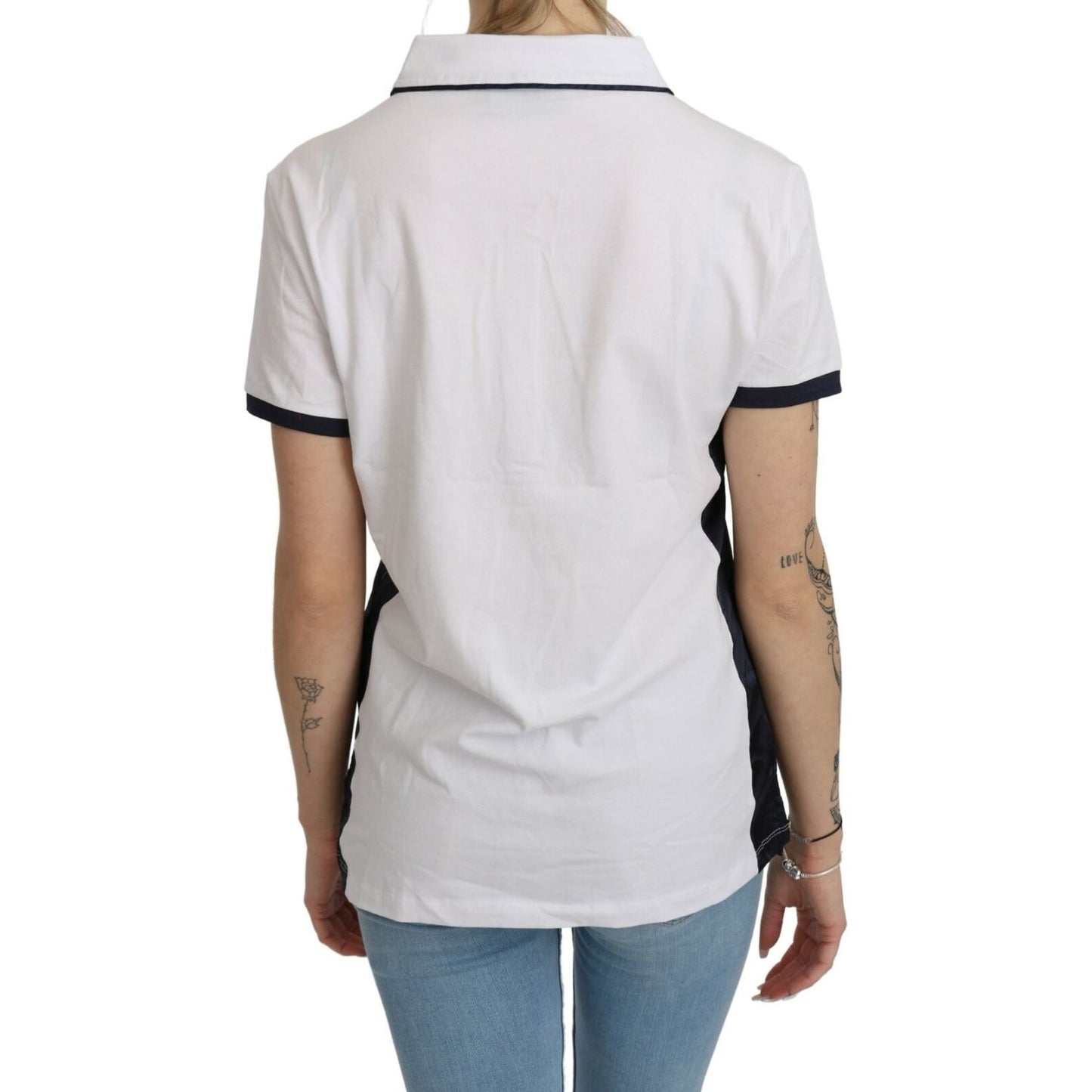 Beverly Hills Cotton White Collared Short Sleeve Top